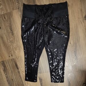 Eloquii Miracle Flawless Black Sequin Ponte Knit Leggings